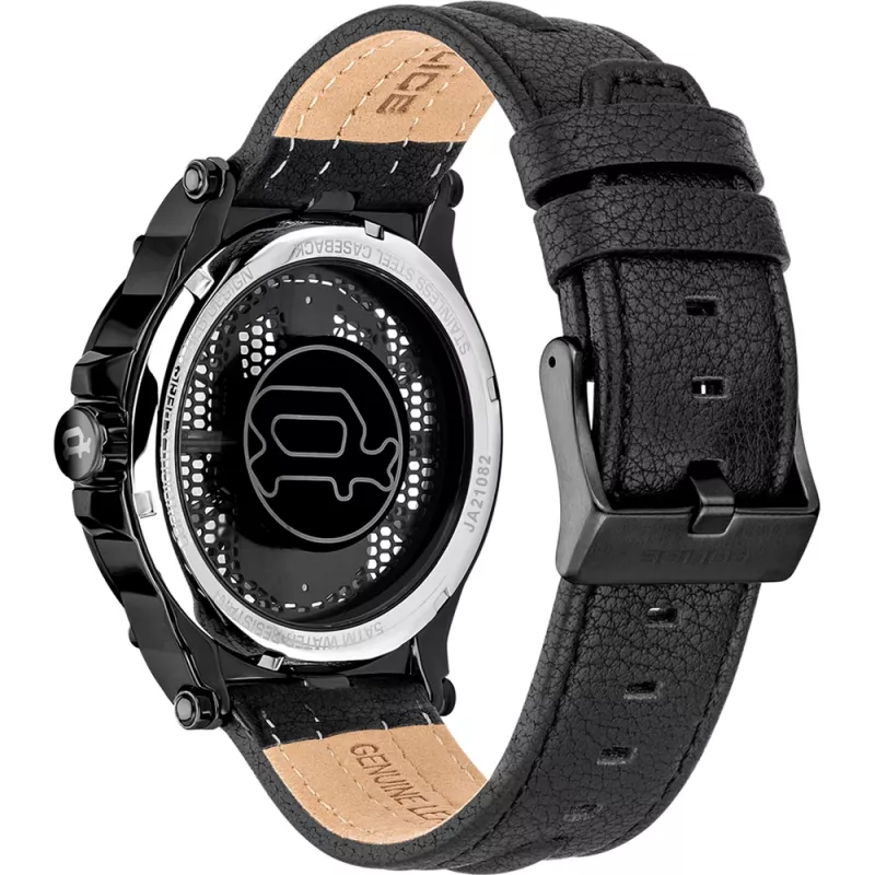 Relógio Police Battalion quartzo analógico homem PEWJA2108203 47mm mostrador preto bracelete de pele preta
