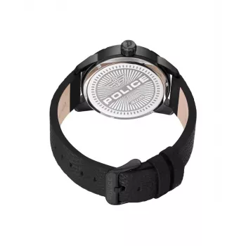 Relógio analógico de quartzo Police para homem Blaze PEWJB2226901 45mm preto aço inoxidável e couro