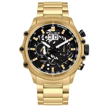 Relógio cronógrafo de homem POLICE PL16018JSG02M 48mm aço inoxidável malha tom dourado