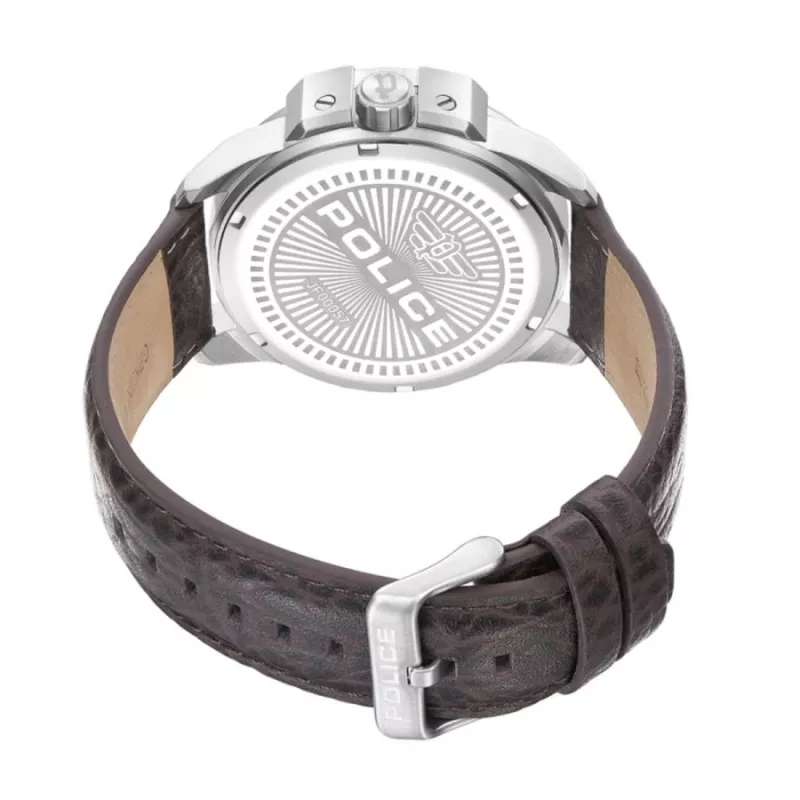 Relógio analógico POLICE para homem PEWJF0005703 46mm mostrador azul pulseira de pele