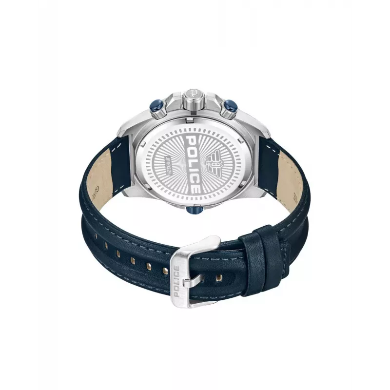 POLICE Relógio para homem PEWJF0022503 Analógico de quartzo 46mm Aço inoxidável Bracelete de pele preta