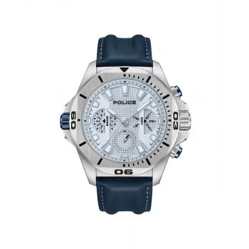 POLICE Relógio para homem PEWJF0022503 Analógico de quartzo 46mm Aço inoxidável Bracelete de pele preta