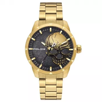 Relógio de quartzo POLICE para homem PL15715JSG78M 46mm aço inoxidável tom dourado mostrador castanho