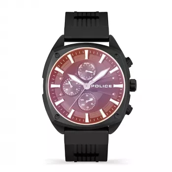 Relógio de quartzo analógico POLICE homem PEWJQ2007302 47mm mostrador preto bracelete de pele preta