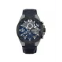 Relógio de homem Police quartzo analógico PL15711JSUB03 - mostrador azul, pulseira de couro azul, caixa de aço inoxidável 48mm