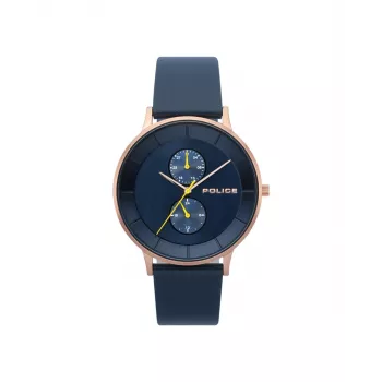 Relógio analógico de quartzo de homem Police R1451293002 42mm mostrador preto bracelete de pele