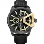 POLICE relógio de homem Raho quartzo PEWJF0005704 46mm aço inoxidável mostrador preto detalhes azuis bracelete em pele