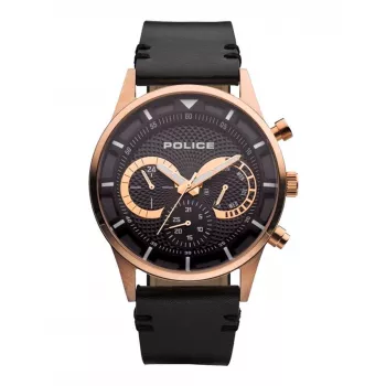 Relógio de quartzo POLICE Ranger para homem PEWJF2110901 - mostrador azul, bracelete de pele castanha, aço inoxidável 46mm