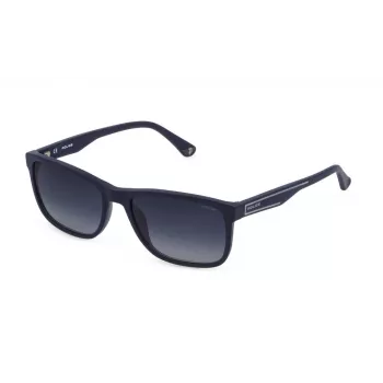 Óculos de sol retangulares de homem POLICE SPLB40N560C03 - Armação de acetato preta, lentes de policarbonato fumadas, proteção UV400