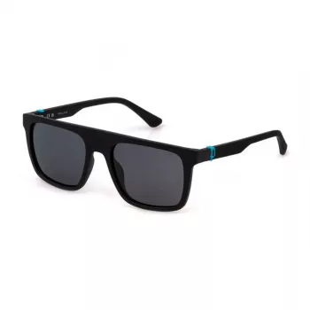 Óculos de sol de homem POLICE retangular SPLF61-55U28F - Armação de acetato Havana/Castanho, lentes de policarbonato castanhas, 55/19/145 mm, proteção UV400
