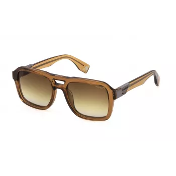 Óculos de sol Police para homem SPLN65V - armação quadrada preta mate, lentes cinzentas, 55 mm