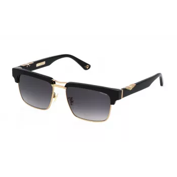 Óculos de sol quadrados de homem Police SPLP25-550300, armação preta, lentes cinzentas, 55 mm