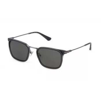 Óculos de sol aviador de homem POLICE SPLP27, armação gunmetal, lentes cinzentas polarizadas, 54 mm SPLP27-54509P