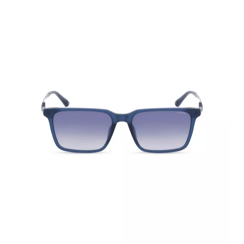 Óculos de sol POLICE homem SPLP31-5603LM - armação de acetato quadrada, lentes de policarbonato cinzentas, proteção UV400, 56/17/145 mm