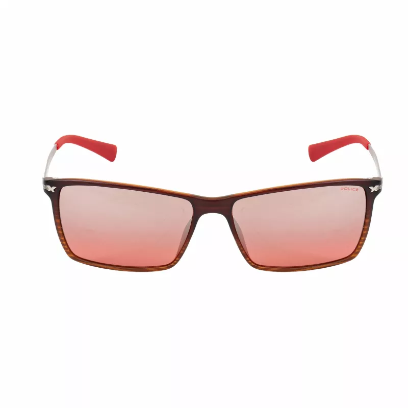 POLICE óculos de sol homem S195758ABRM - armação de acetato castanha Havana com lentes de policarbonato castanhas - proteção UV400 - largura da lente 58 mm