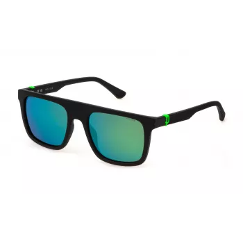 POLICE óculos de sol homem SPLF61-55U28V armação retangular preta lentes cinzentas 55mm
