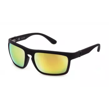 POLICE Óculos de Sol de Homem SPLF63-63U28G Havana Retangular Armação de Acetato Lentes Cinzento-Verdes 63/18/130 mm