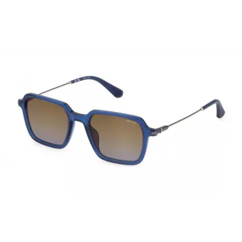 Óculos de sol POLICE homem SPLL10-520892 armação preta retangular lentes cinzentas 52/20/145 mm