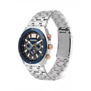 Relógio de homem POLICE 15995JSTBL61M 46mm com mostrador azul e bracelete de pele azul