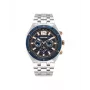 Relógio de homem POLICE 15995JSTBL61M 46mm com mostrador azul e bracelete de pele azul