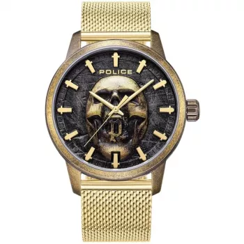 Relógio Police homem Blaze Collection PEWJG0005504 44mm caixa de aço inoxidável pulseira de pele preta analógico quartzo