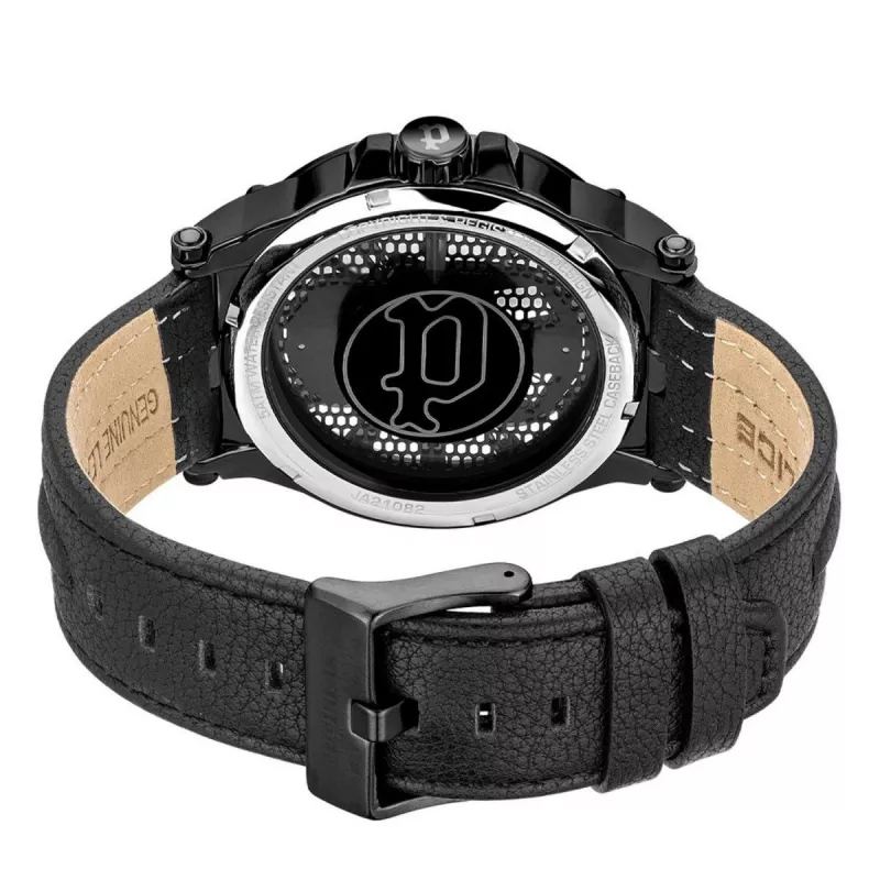 Relógio POLICE Blaze para homem PEWJA2108201 47mm mostrador preto bracelete de pele