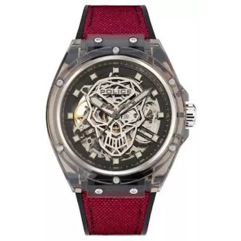 Police relógio de homem PEWGR1592401 44mm aço inoxidável pele preta quartzo