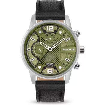 Relógio POLICE homem PEWJF2203305 48mm cronógrafo mostrador preto bracelete de pele