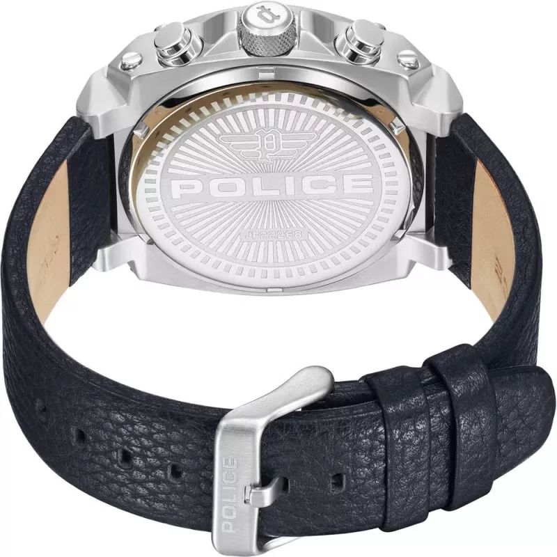 Relógio de homem POLICE PEWJF2226802 coleção Blaze 45mm caixa de aço inoxidável pulseira de pele preta analógico de quartzo