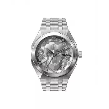 Relógio de homem POLICE PEWJG2110702 46mm caixa de aço inoxidável bracelete de pele preta analógico de quartzo