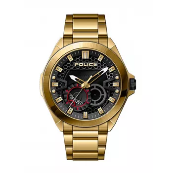 POLICE Relógio homem PEWJH2110302 50 mm Aço inoxidável Quartzo Analógico Mostrador preto Pulseira de pele