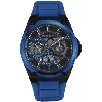 POLICE relógio de homem PEWJQ2203240 45mm caixa de aço inoxidável mostrador preto bracelete de pele