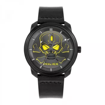 Relógio de homem POLICE PL15714JSB02 44mm mostrador preto bracelete de pele