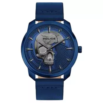 POLICE Relógio de homem PL15714JSBL0 42mm mostrador azul bracelete de pele