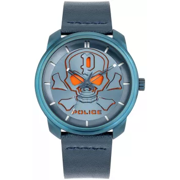 Relógio POLICE homem PL15714JSBL03 Raho mostrador azul bracelete de pele 44 mm