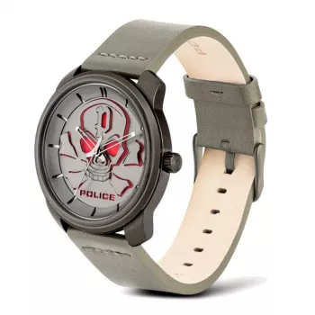 POLICE Relógio de homem PL15714JSU-61 44,5 mm mostrador azul bracelete de pele quartzo