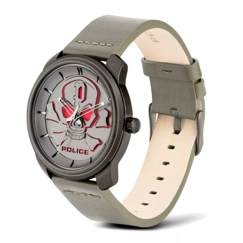 POLICE Relógio de homem PL15714JSU-61 44,5 mm mostrador azul bracelete de pele quartzo
