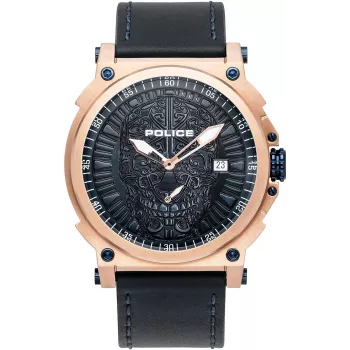Relógio de homem POLICE PL15728JSR.03 Raho mostrador azul bracelete de couro 53mm