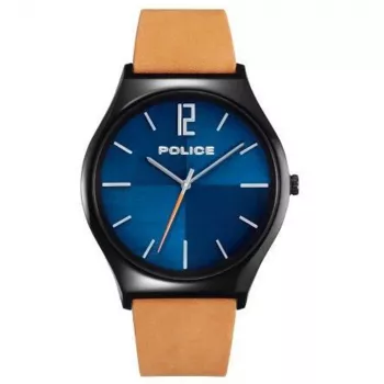 Relógio de homem Police PL15918JSB03 44mm aço inoxidável pele preta