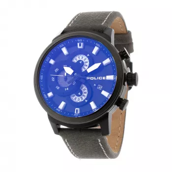 POLICE Relógio homem R1451281001 coleção Adder 46mm caixa de aço inoxidável bracelete de pele preta analógico quartzo