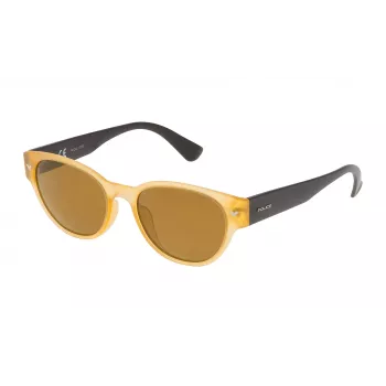 Óculos de sol retangulares POLICE SPL15152760G homem - armação em acetato Havana, lentes de policarbonato verdes, proteção UV400