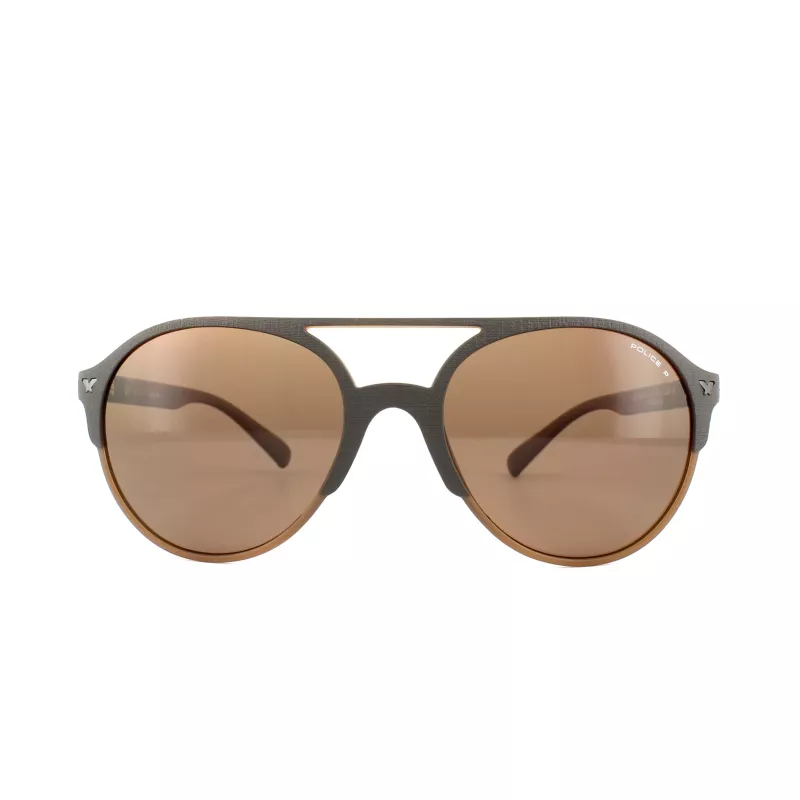 Óculos de sol retangulares unissexo Police SPL1635594CP armação de acetato Havana lentes verdes polarizadas 55/19/140 mm