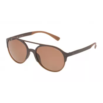 Óculos de sol retangulares unissexo Police SPL1635594CP armação de acetato Havana lentes verdes polarizadas 55/19/140 mm