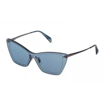 POLICE óculos de sol para mulher em forma de olho de gato SPL936990402 armação dourada lentes castanhas degradê 57mm