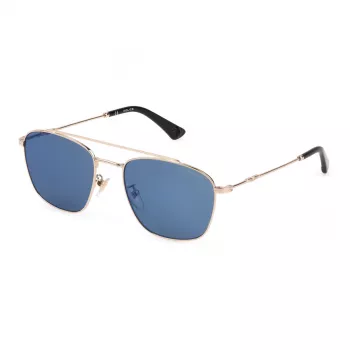 Óculos de sol POLICE SPL996-55300B homem retangulares, armação preta, lentes azuis espelhadas, 55/19/145 mm