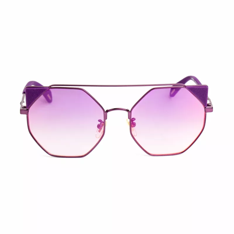 Óculos de sol de mulher POLICE SPLA95568TNV em forma de olho de gato - armação preta, lentes cinzentas degradê 56mm