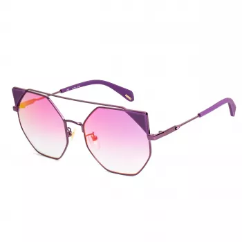 Óculos de sol de mulher POLICE SPLA95568TNV em forma de olho de gato - armação preta, lentes cinzentas degradê 56mm