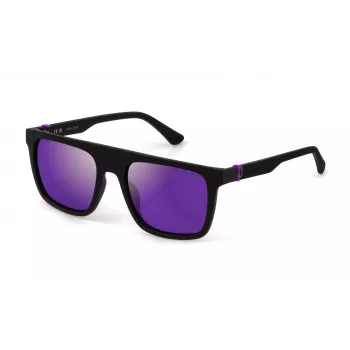Police SPLF61 55U28W óculos de sol homem, retangulares, armação Havana, lentes degradê castanhas, 55mm