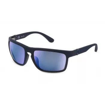 Óculos de sol retangulares de homem POLICE SPLF63-6306QS - armação preta brilhante, lentes cinzento fumo, 63/18/130 mm
