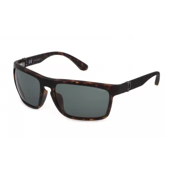 Óculos de sol POLICE SPLF63-630878 para homem retangulares, armação preta mate, lentes fumadas, 63/18/130 mm